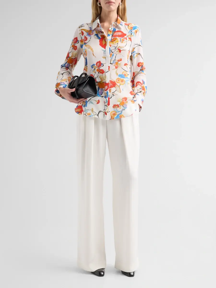 Adam Lippes Women's Mathias Floral Crepe De Chine Shirt | Thumbnail 2 Adam Lippes Women's Mathias Floral Crepe De Chine Shirt | Thumbnail 2