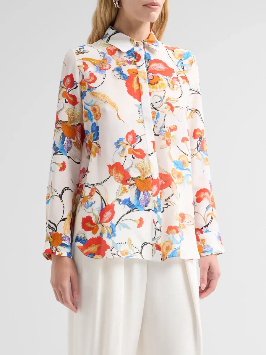 Adam Lippes Women's Mathias Floral Crepe De Chine Shirt | Thumbnail 4 Adam Lippes Women's Mathias Floral Crepe De Chine Shirt | Thumbnail 4