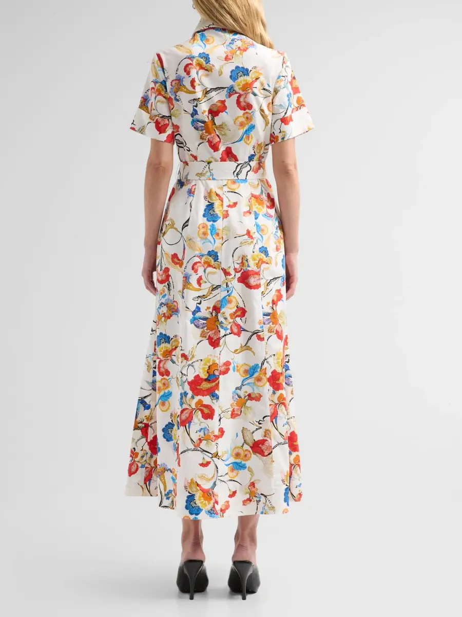 Adam Lippes Women's Leighton Floral Cotton Belted Midi Shirtdress | Thumbnail 3