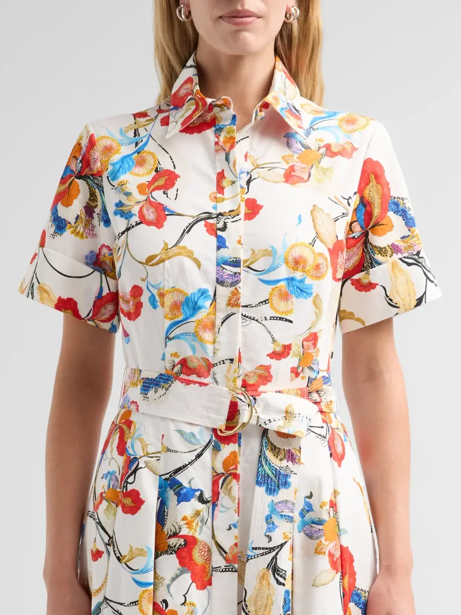 Adam Lippes Women's Leighton Floral Cotton Belted Midi Shirtdress | Thumbnail 5
