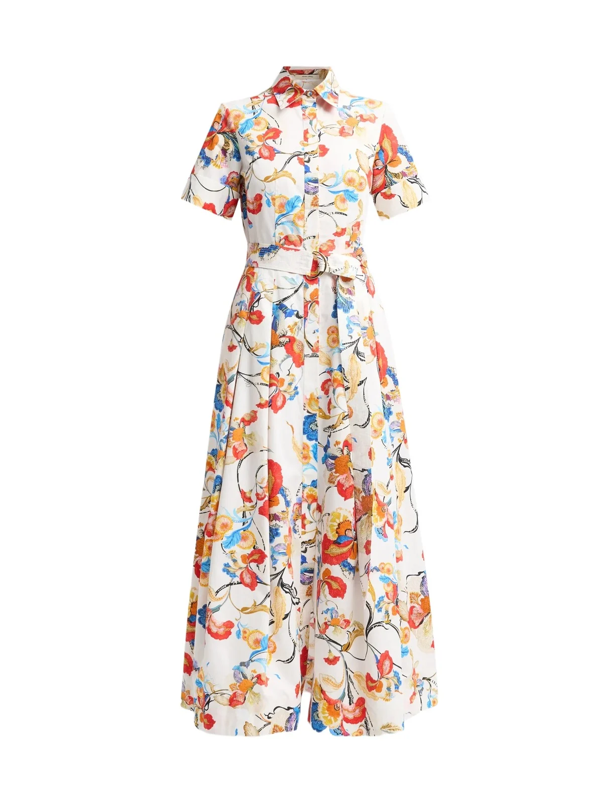 Adam Lippes Women's Leighton Floral Cotton Belted Midi Shirtdress