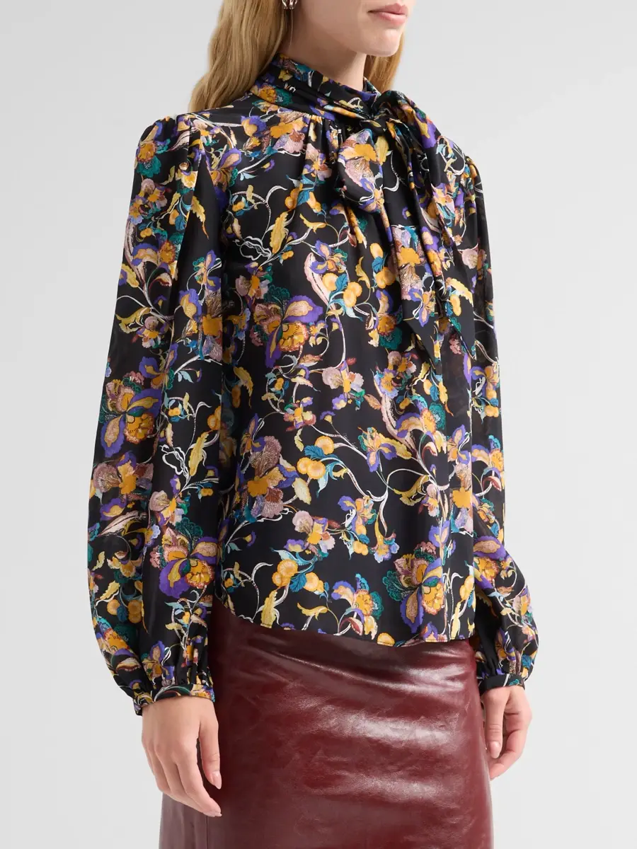 Adam Lippes Women's Joan Floral Silk Tieneck Blouse | Thumbnail 4 Adam Lippes Women's Joan Floral Silk Tieneck Blouse | Thumbnail 4