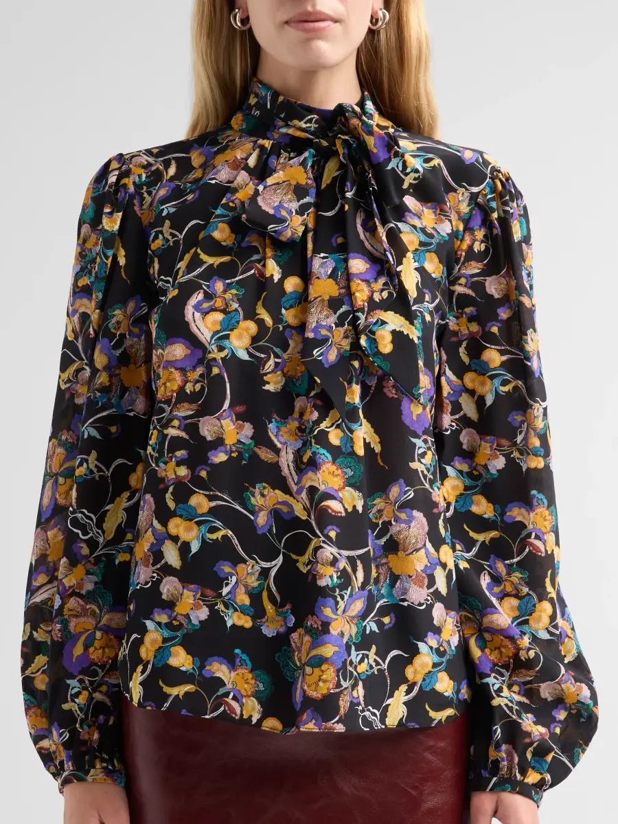 Adam Lippes Women's Joan Floral Silk Tieneck Blouse | Thumbnail 5 Adam Lippes Women's Joan Floral Silk Tieneck Blouse | Thumbnail 5
