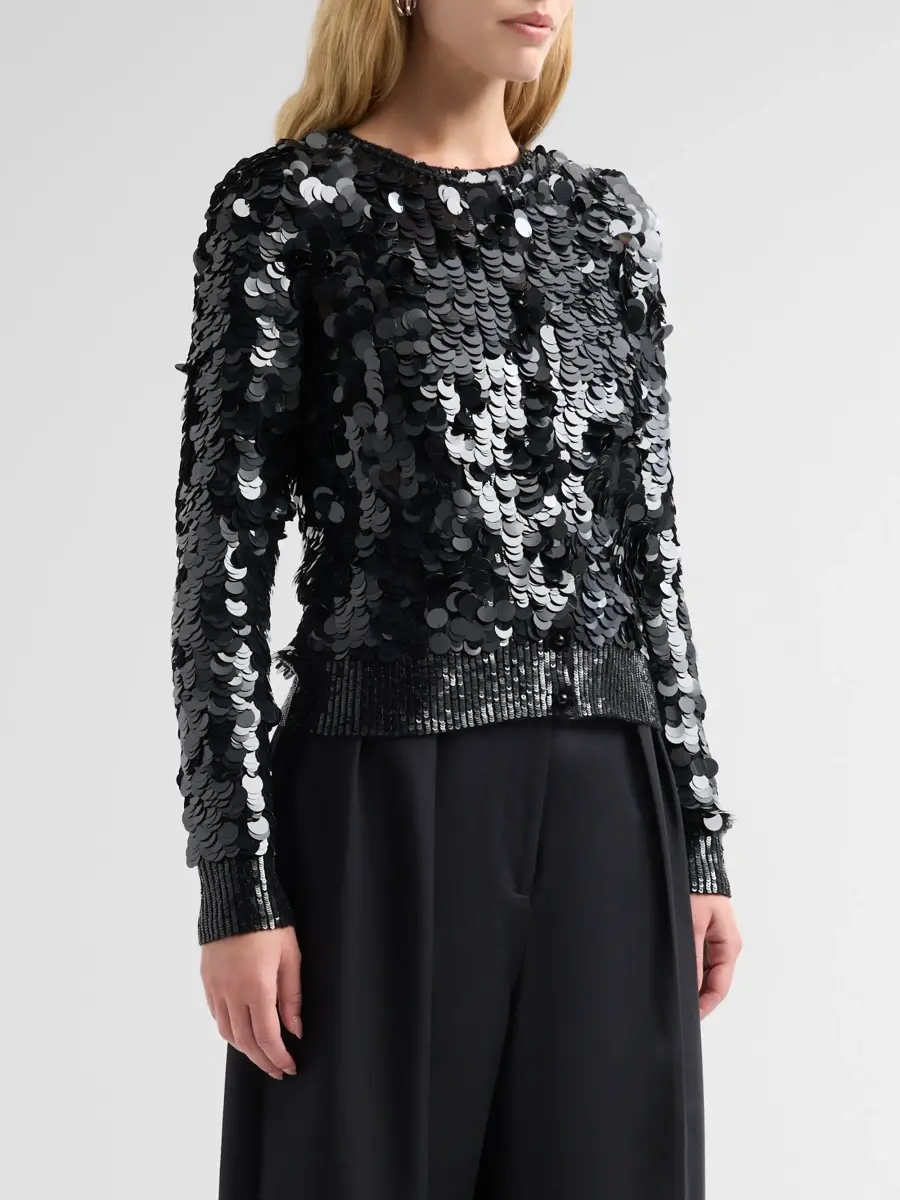 Adam Lippes Women's Worth Sequined Cashmere Cardigan | Thumbnail 4
