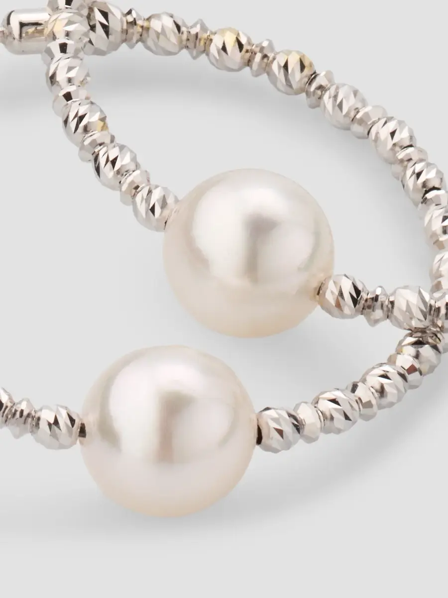 Pearls By Shari Women's 18K Yellow Gold Akoya Pearl Hoop Earrings | Thumbnail 3 Pearls By Shari Women's 18K Yellow Gold Akoya Pearl Hoop Earrings | Thumbnail 3