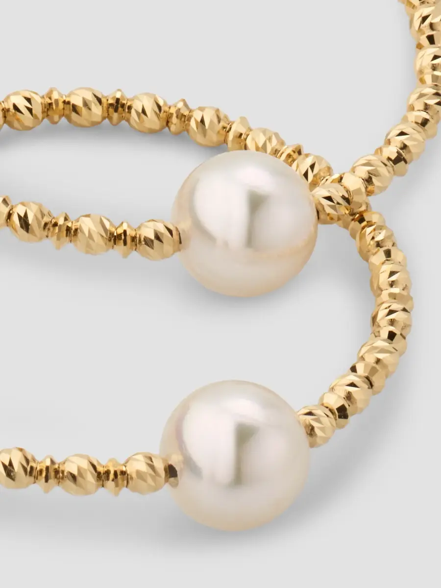 Pearls By Shari Women's 18K Yellow Gold Akoya Pearl Hoop Earrings | Thumbnail 3 Pearls By Shari Women's 18K Yellow Gold Akoya Pearl Hoop Earrings | Thumbnail 3