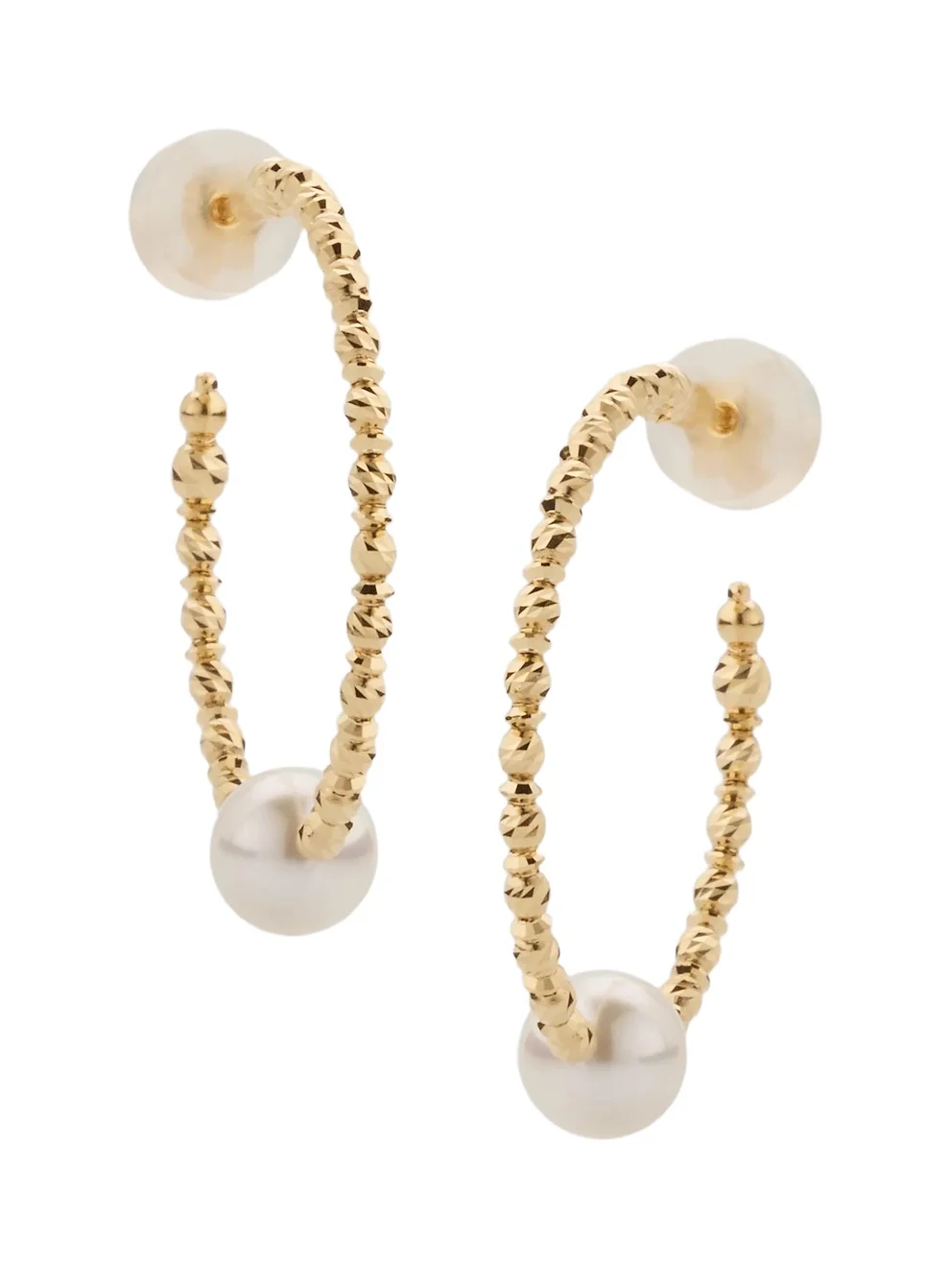 Pearls By Shari Women's 18K Yellow Gold Akoya Pearl Hoop Earrings
