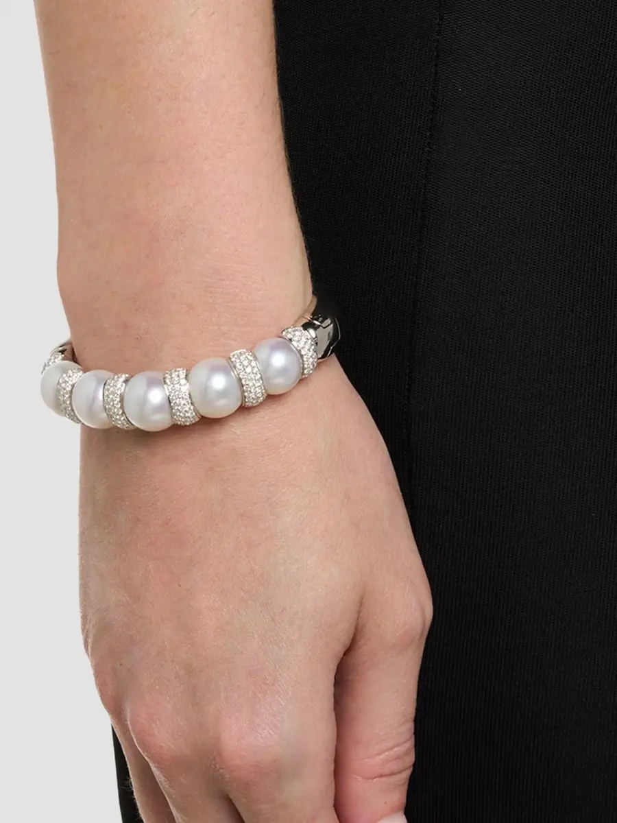 Belpearl Women's 18K White Gold, South Sea Pearl & 2.50 TCW Diamond Hinged Cuff | Thumbnail 2 Belpearl Women's 18K White Gold, South Sea Pearl & 2.50 TCW Diamond Hinged Cuff | Thumbnail 2