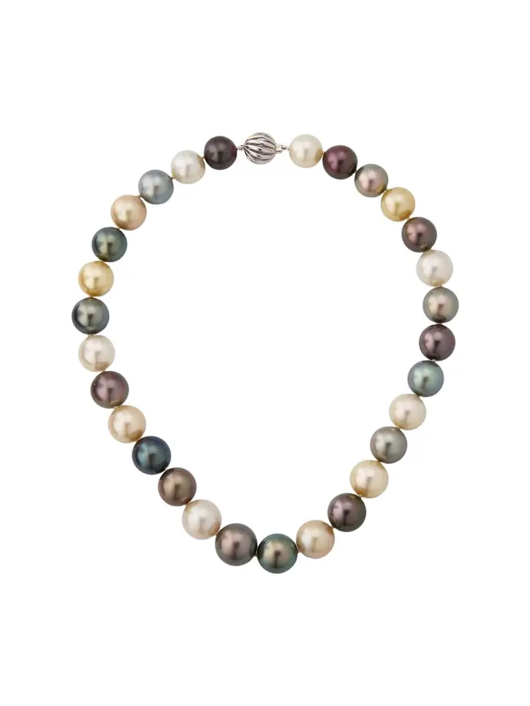 Belpearl Women's 18K White Gold, Tahitian & South Sea Pearl Necklace
