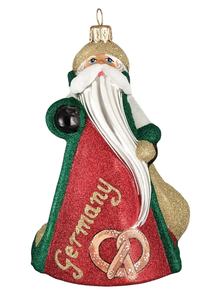 Joy To The World Glitterazzi International German Santa Ornament
