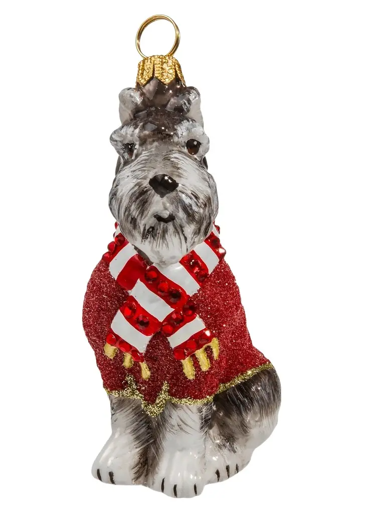 Joy To The World Pet Set Schnauzer In Red Sweater Ornament