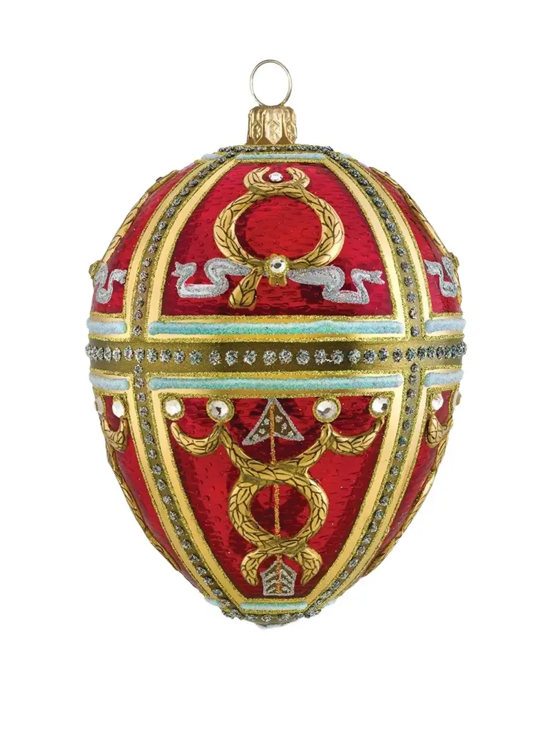Joy To The World Glitterazzi Red Russian Egg Ornament