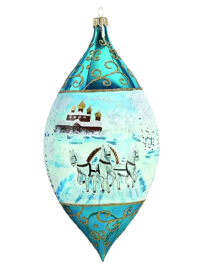 Joy To The World Metzler Bros Glass Russian Troika Drop Ornament