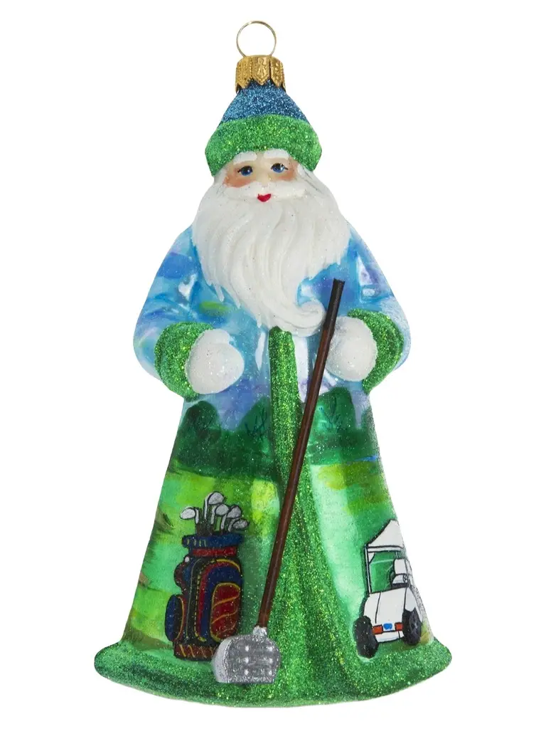 Joy To The World Glitterazzi Golfing Santa Ornament
