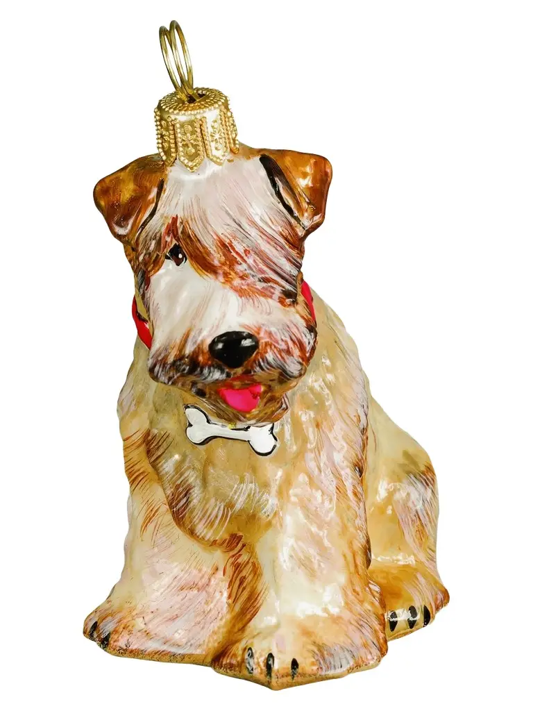 Joy To The World Pet Set Soft Coated Wheaton With Dog Bone Collar Ornament