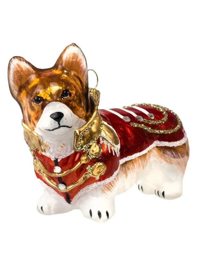 Joy To The World Diva Corgi in Vintage Military Coat Ornament
