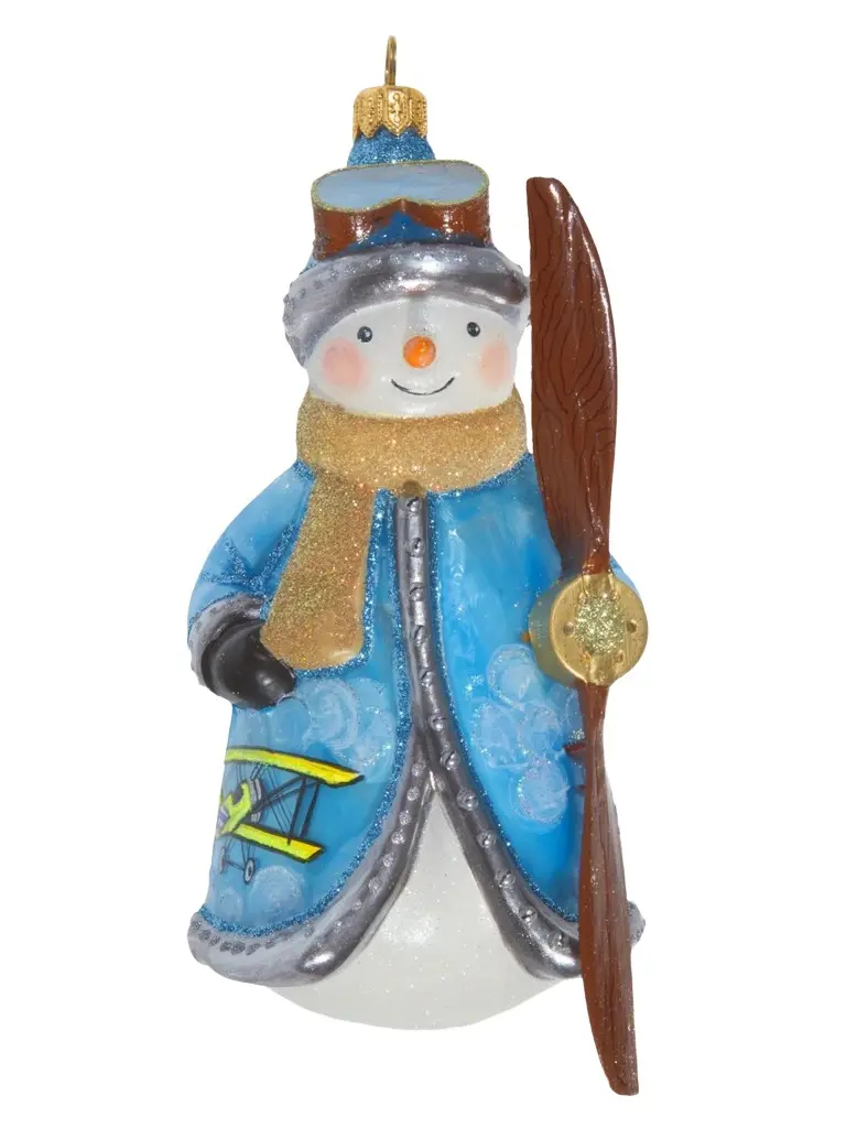 Joy To The World Glitterazzi Aviation Snow Pilot Ornament