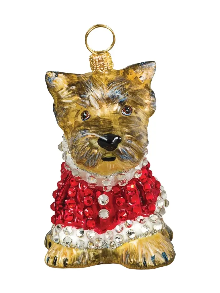 Joy To The World Diva Dog Yorkie Puppy in Full Crystal Coat Ornament