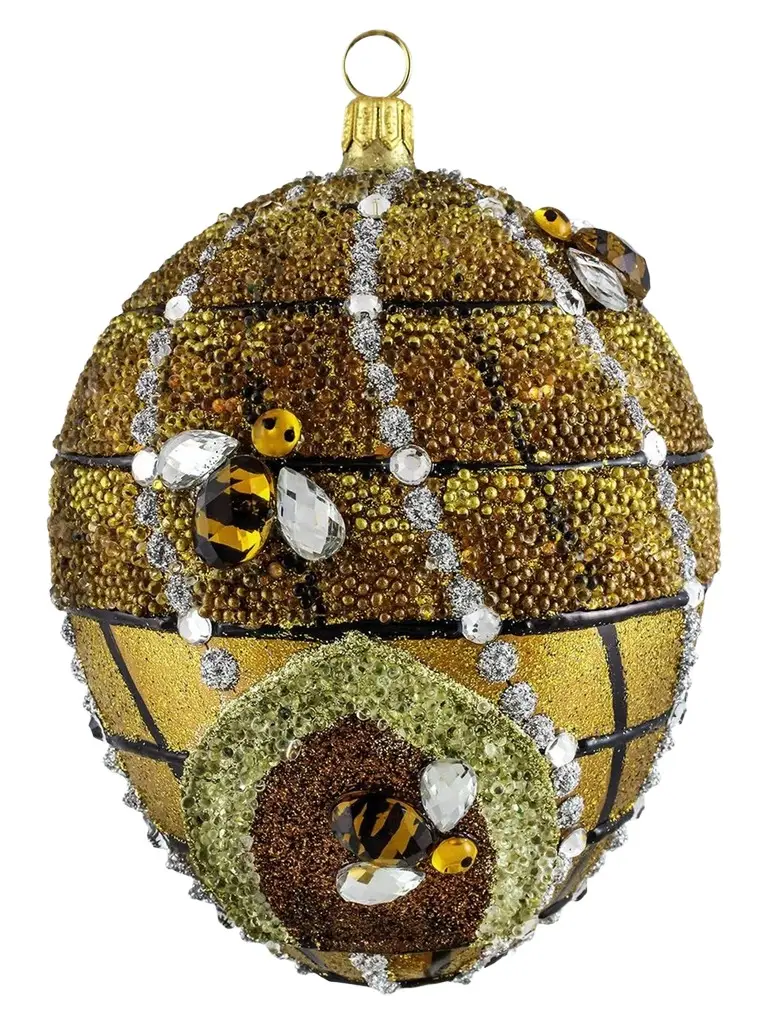 Joy To The World Glitterazzi Beehive Jeweled Egg Ornament