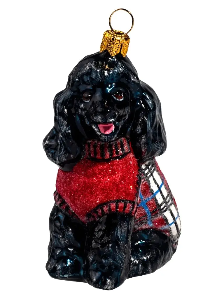 Joy To The World Diva Black Poodle in Sweater Ornament