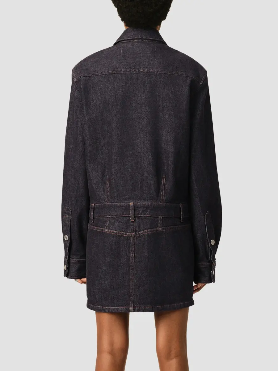 AMI PARIS Women's Ami De Coeur Denim Long-Sleeve Mini Shirtdress | Thumbnail 3
