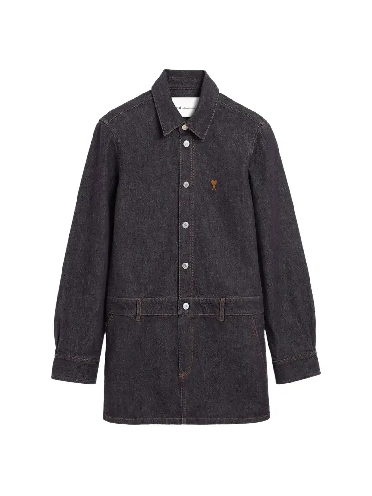 AMI PARIS Women's Ami De Coeur Denim Long-Sleeve Mini Shirtdress