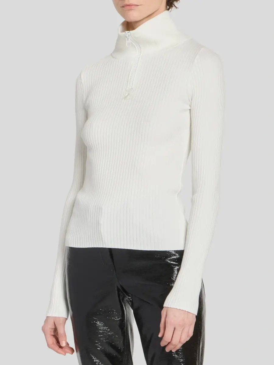 Courrèges Women's Rib-Knit Cotton-Blend Sweater | Thumbnail 4 Courrèges Women's Rib-Knit Cotton-Blend Sweater | Thumbnail 4