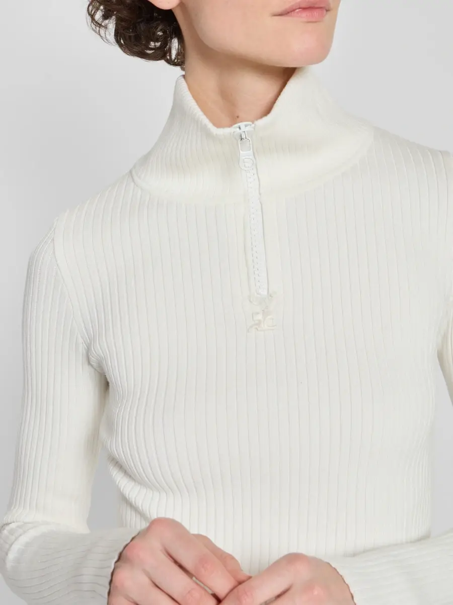 Courrèges Women's Rib-Knit Cotton-Blend Sweater | Thumbnail 5 Courrèges Women's Rib-Knit Cotton-Blend Sweater | Thumbnail 5