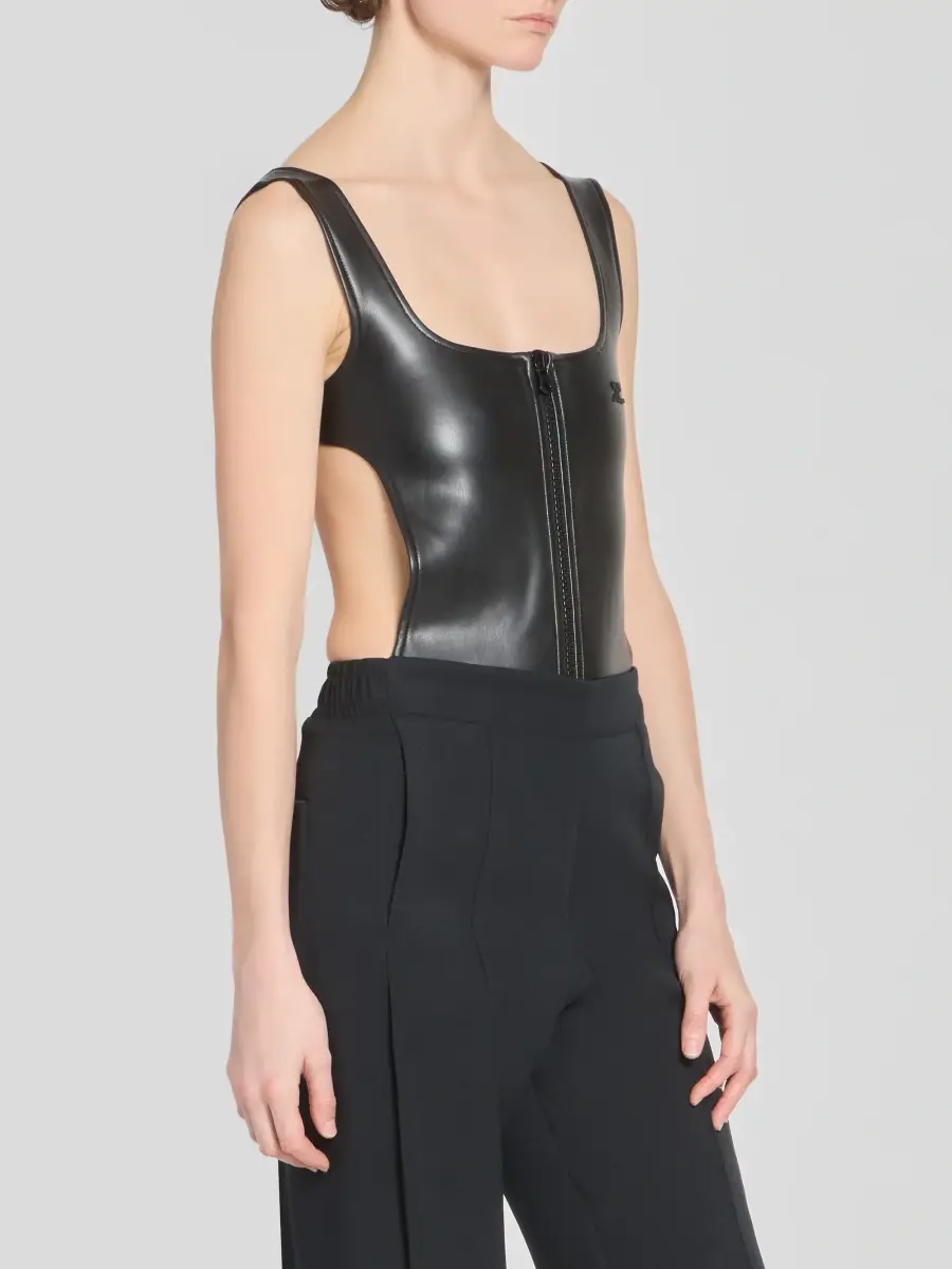 Courrèges Women's Faux-Leather Cut-Out Bodysuit | Thumbnail 4 Courrèges Women's Faux-Leather Cut-Out Bodysuit | Thumbnail 4