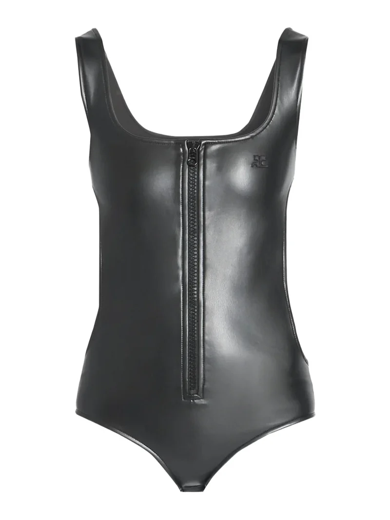 Courrèges Women's Faux-Leather Cut-Out Bodysuit