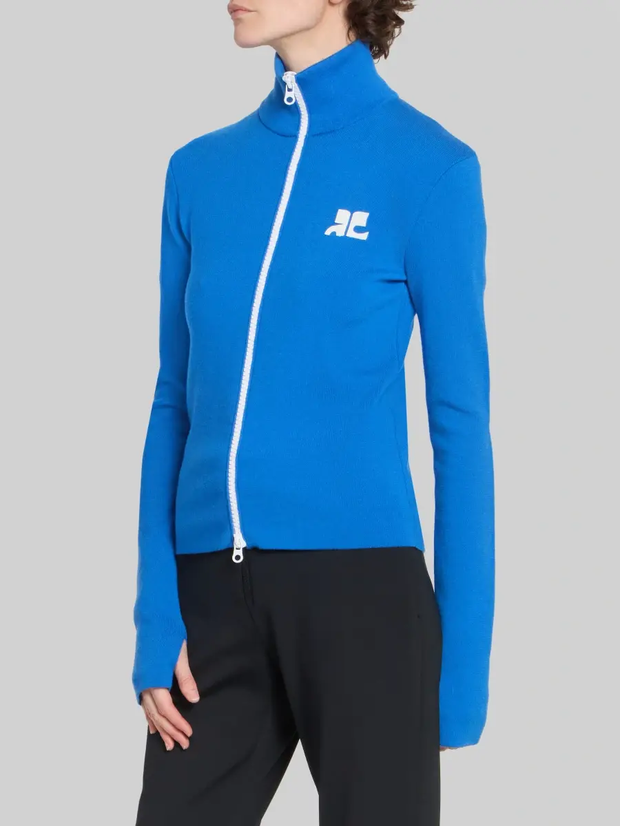 Courrèges Women's Merino Wool Zip-Front Cardigan | Thumbnail 4 Courrèges Women's Merino Wool Zip-Front Cardigan | Thumbnail 4