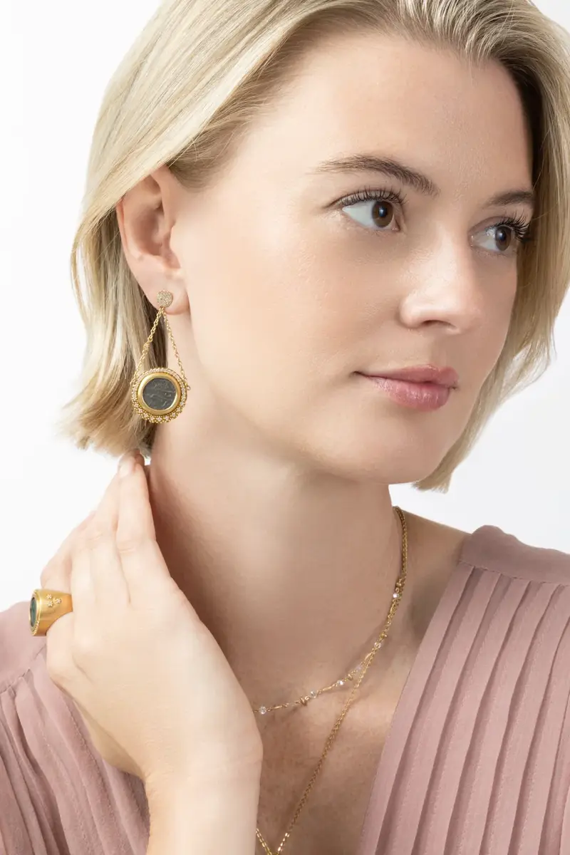 Coomi Diamond Antiquity Coin Double-Chain Earrings | Thumbnail 4 Coomi Diamond Antiquity Coin Double-Chain Earrings | Thumbnail 4