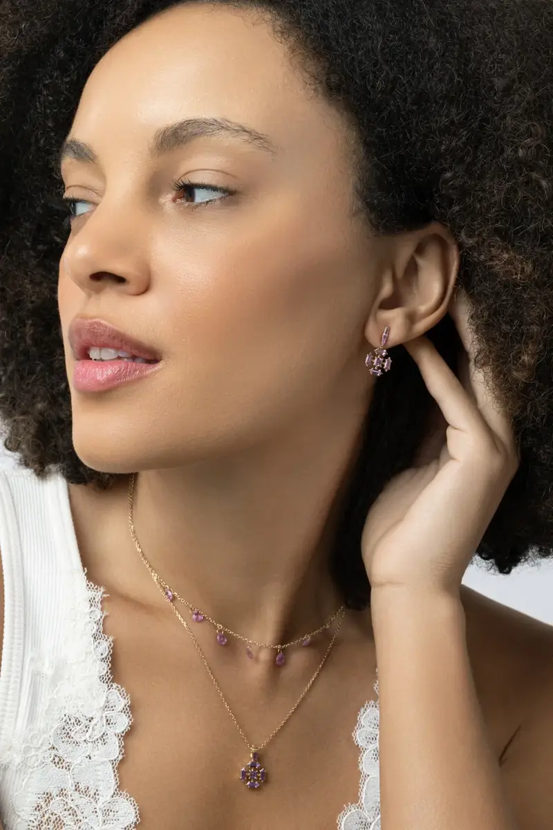 MEREDITH YOUNG Pink Sapphire Unfolding Earrings