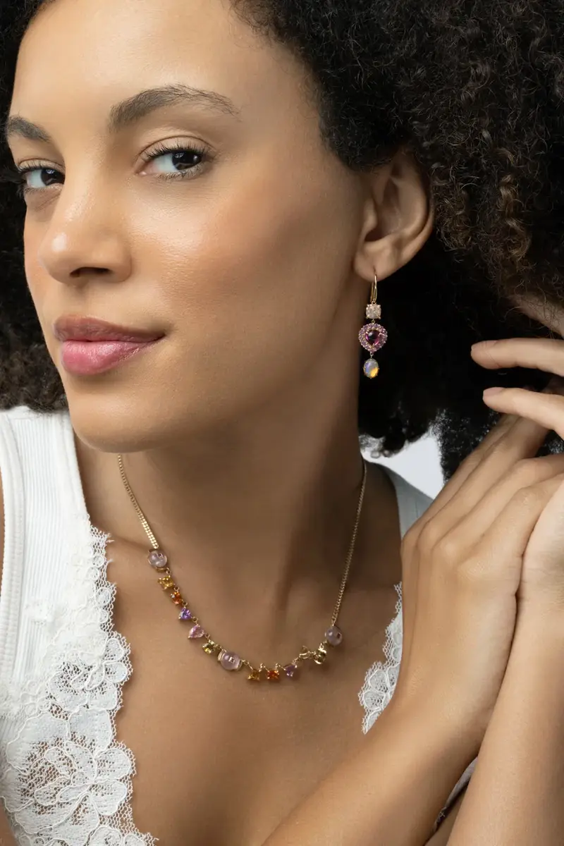 Tourmaline Sunstone Earth Seen Through a Sunset Earrings Tourmaline Sunstone Earth Seen Through a Sunset Earrings
