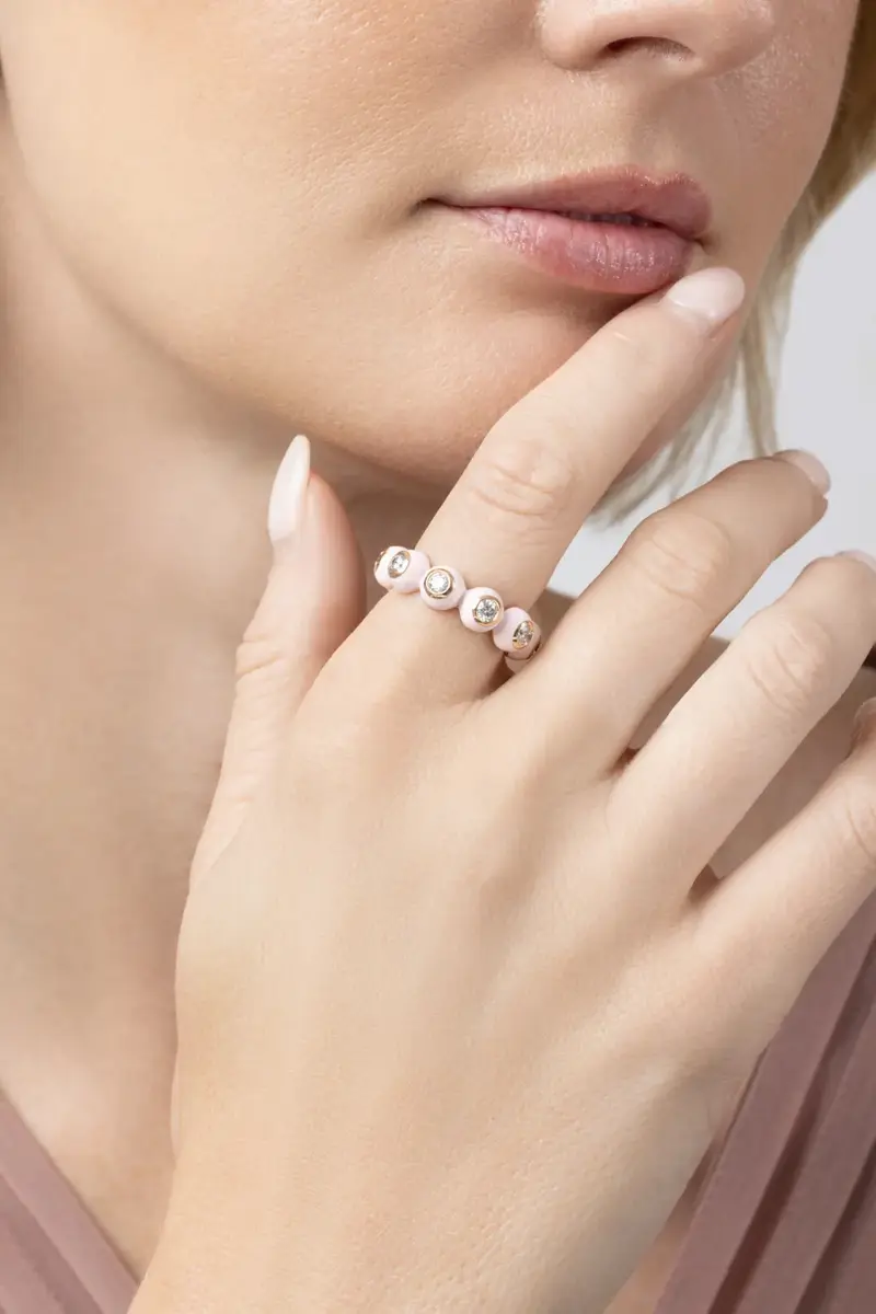 Melissa Kaye Diamond Pastel Pink Audrey Eternity Ring | Thumbnail 3