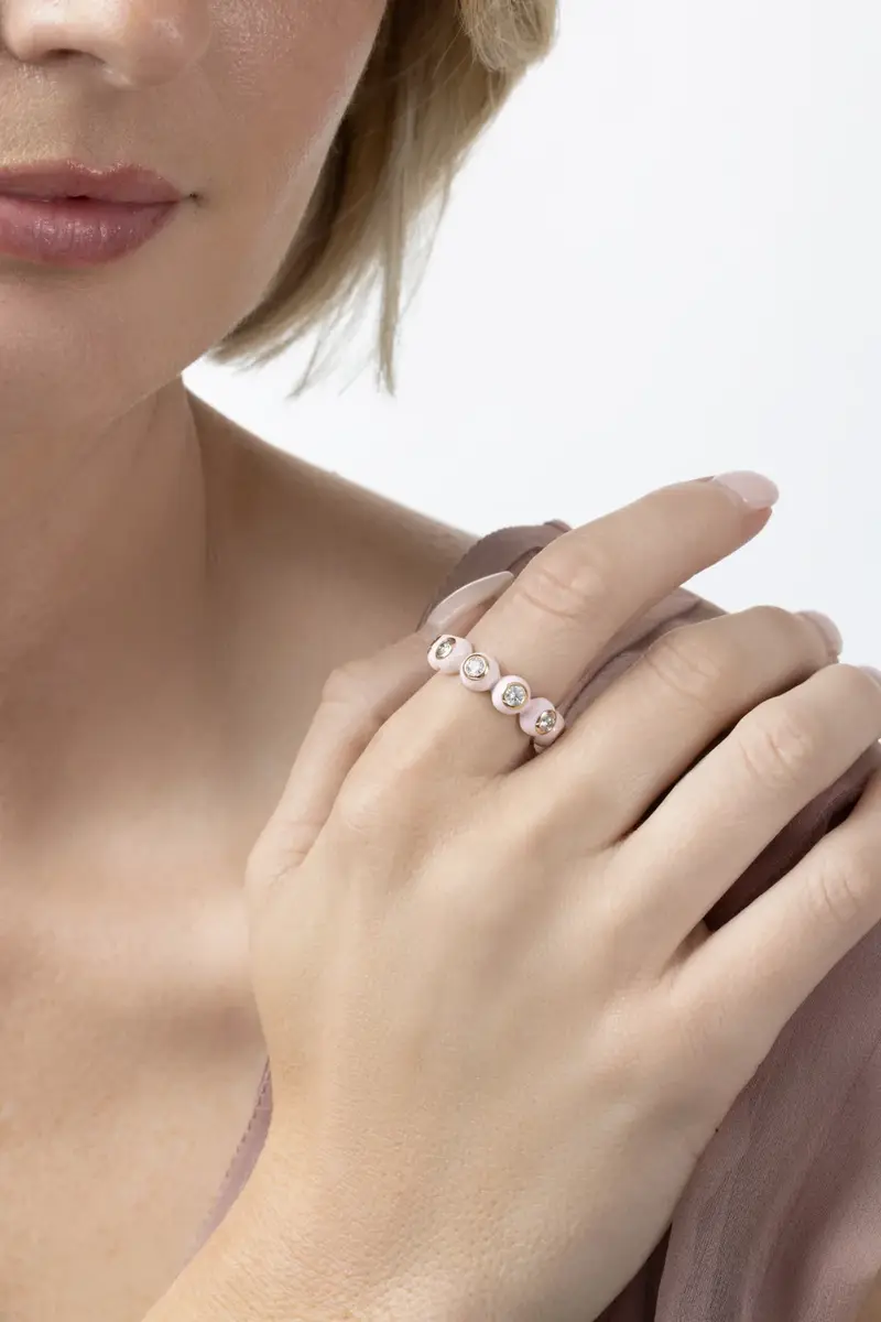 Melissa Kaye Diamond Pastel Pink Audrey Eternity Ring | Thumbnail 4