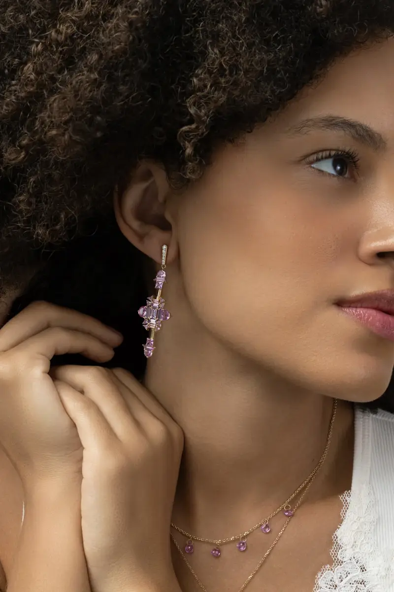 MEREDITH YOUNG Sapphire Peony Unfolding Earrings | Thumbnail 2 MEREDITH YOUNG Sapphire Peony Unfolding Earrings | Thumbnail 2