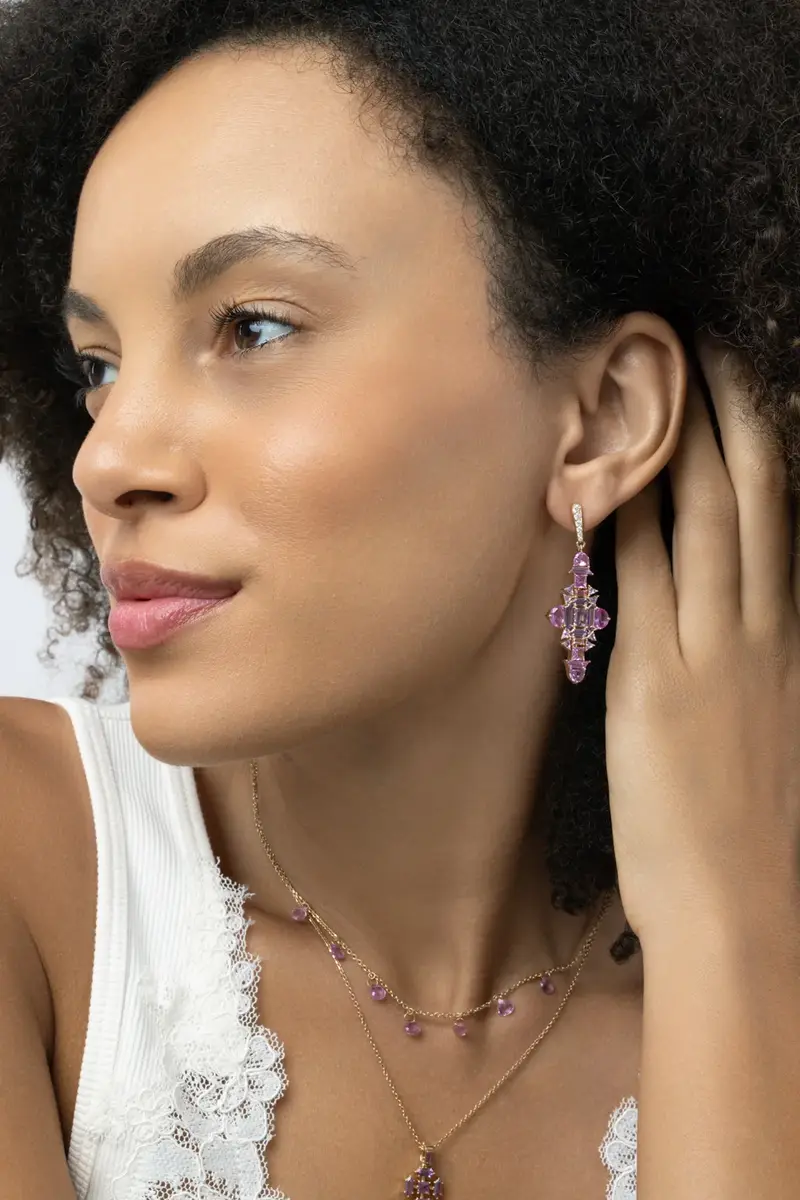 Sapphire Peony Unfolding Earrings Sapphire Peony Unfolding Earrings