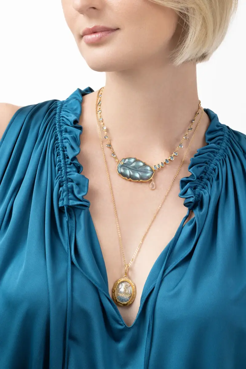 Coomi Diamond Aquamarine Antiquity Boat Pendant | Thumbnail 4