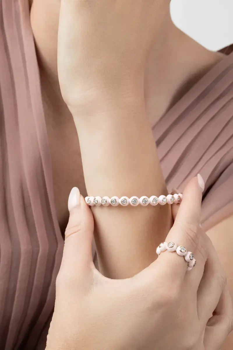 Melissa Kaye Diamond Pastel Pink Audrey Hinge Bracelet | Thumbnail 3
