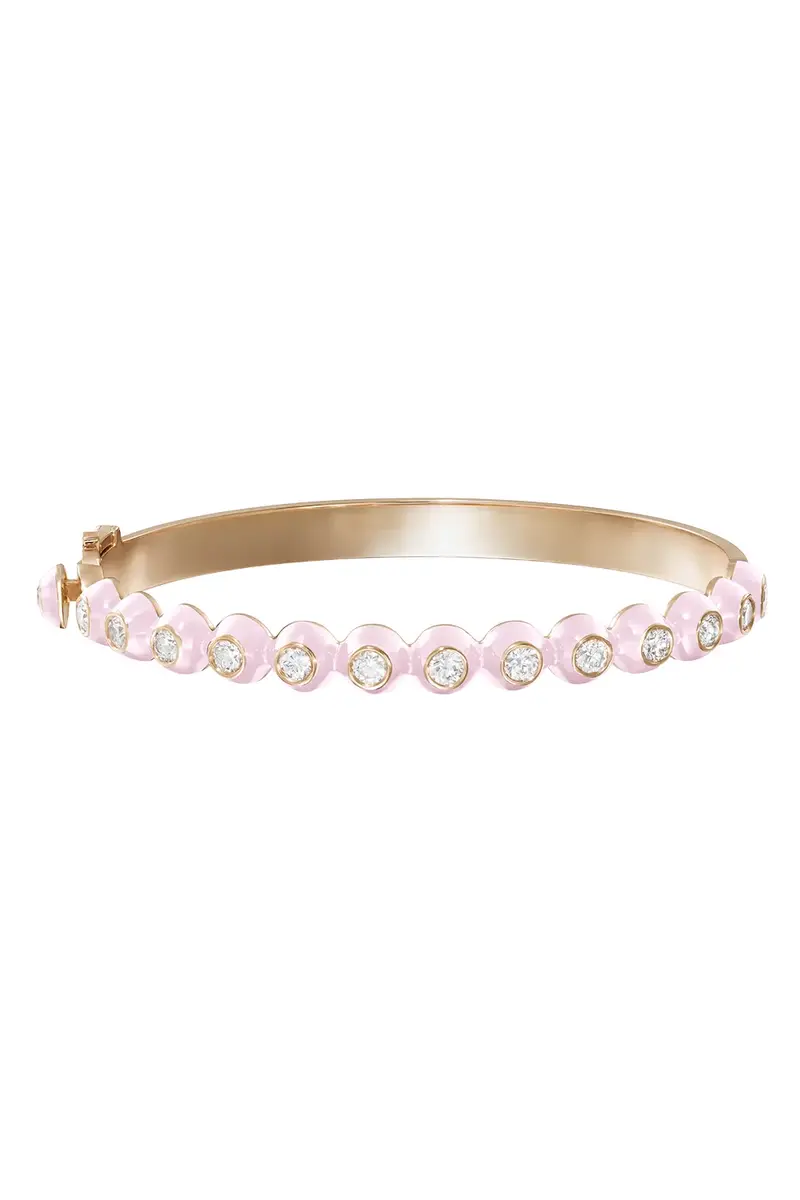 Melissa Kaye Diamond Pastel Pink Audrey Hinge Bracelet