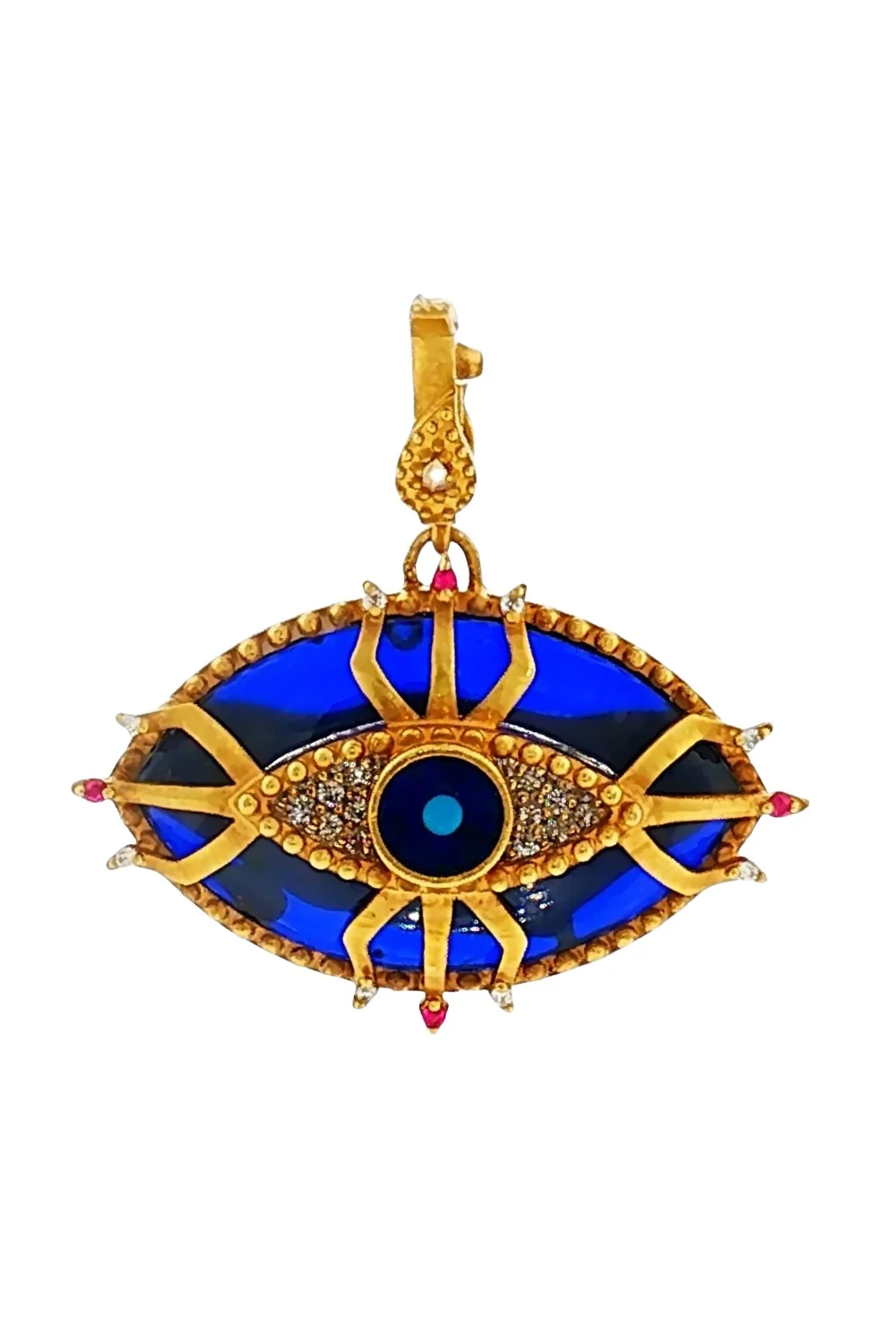 Coomi Lapis Diamond Ruby Trinetra Evil Eye Pendant