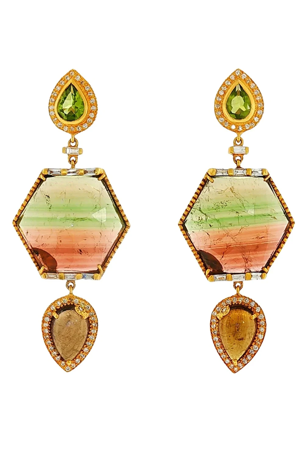 Coomi Peridot Tourmaline Drop Earrings