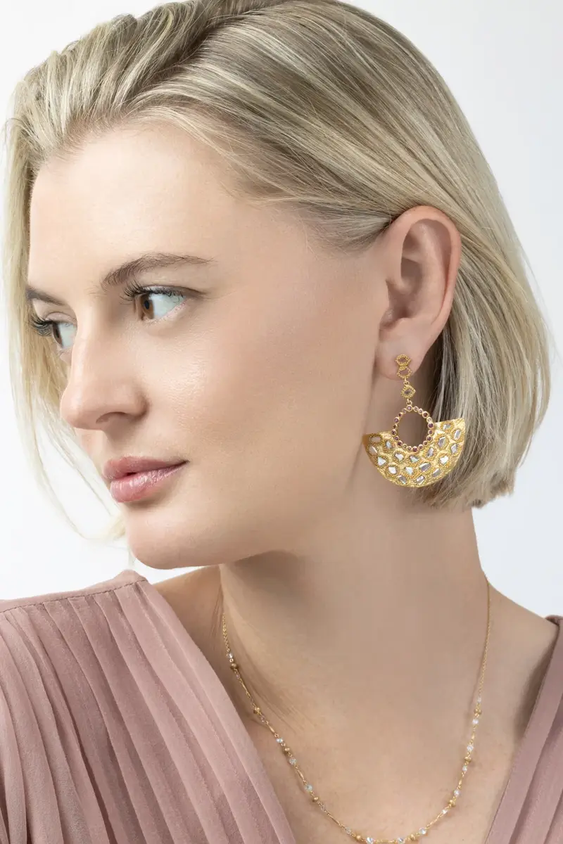 Coomi Ruby Diamond Rose Eternity Aztec Earrings | Thumbnail 3