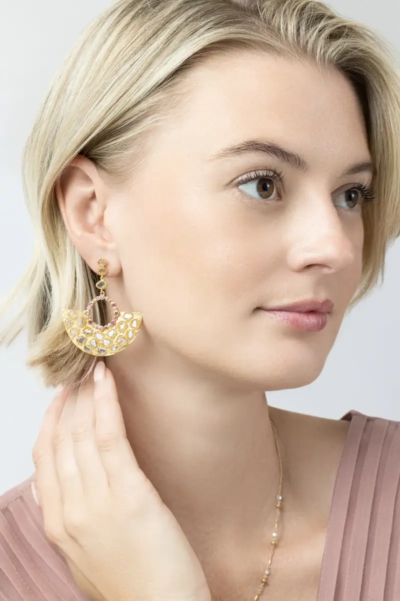 Coomi Ruby Diamond Rose Eternity Aztec Earrings | Thumbnail 4