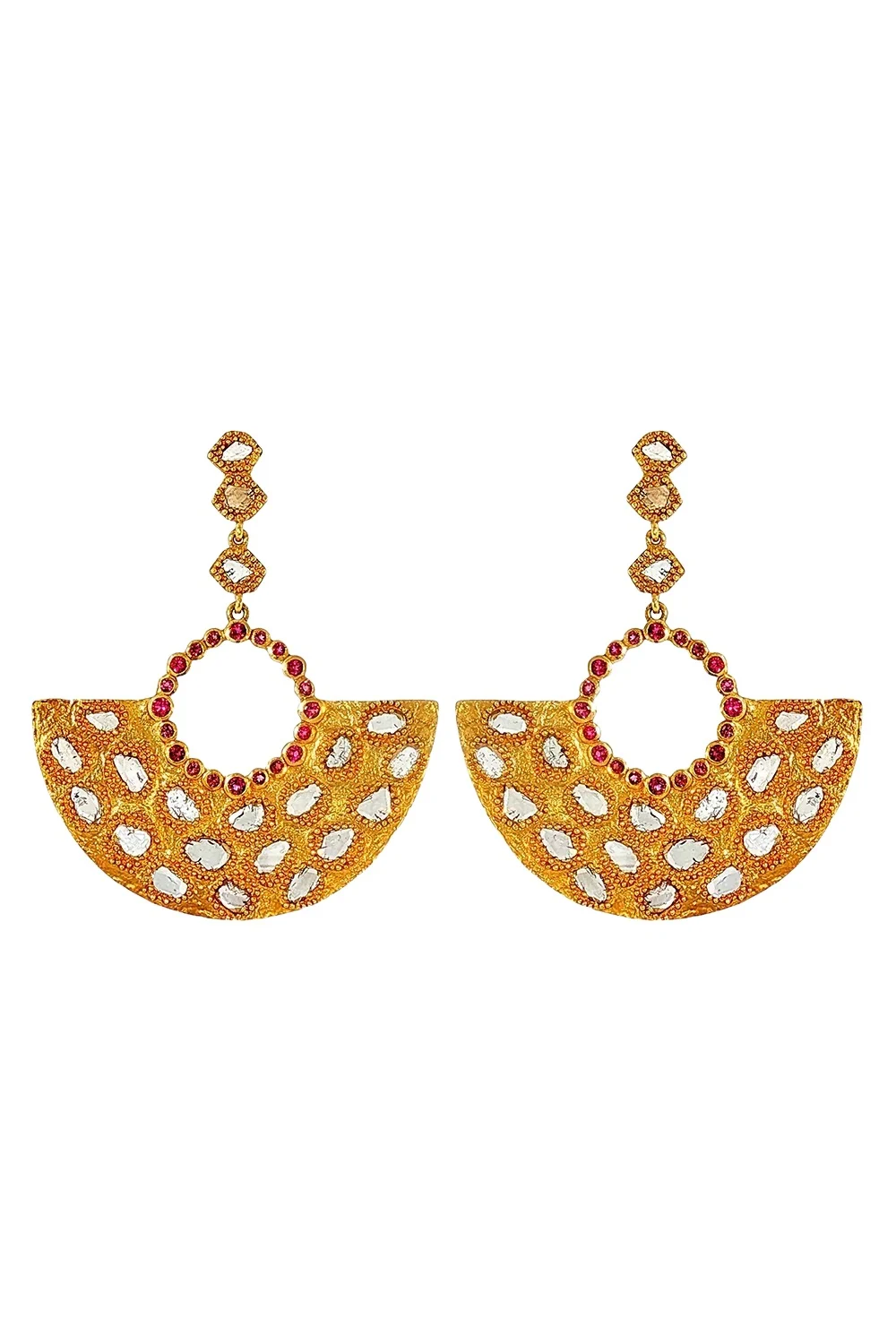 Ruby Diamond Rose Eternity Aztec Earrings Ruby Diamond Rose Eternity Aztec Earrings