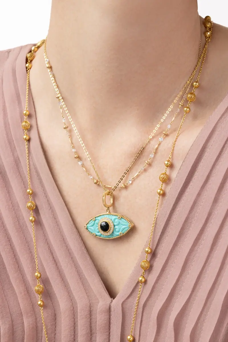 Coomi Turquoise Onyx Evil Eye Pendant | Thumbnail 2