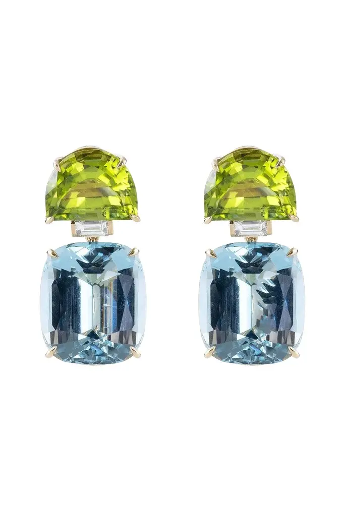 Aquamarine Peridot Seed Earrings Aquamarine Peridot Seed Earrings