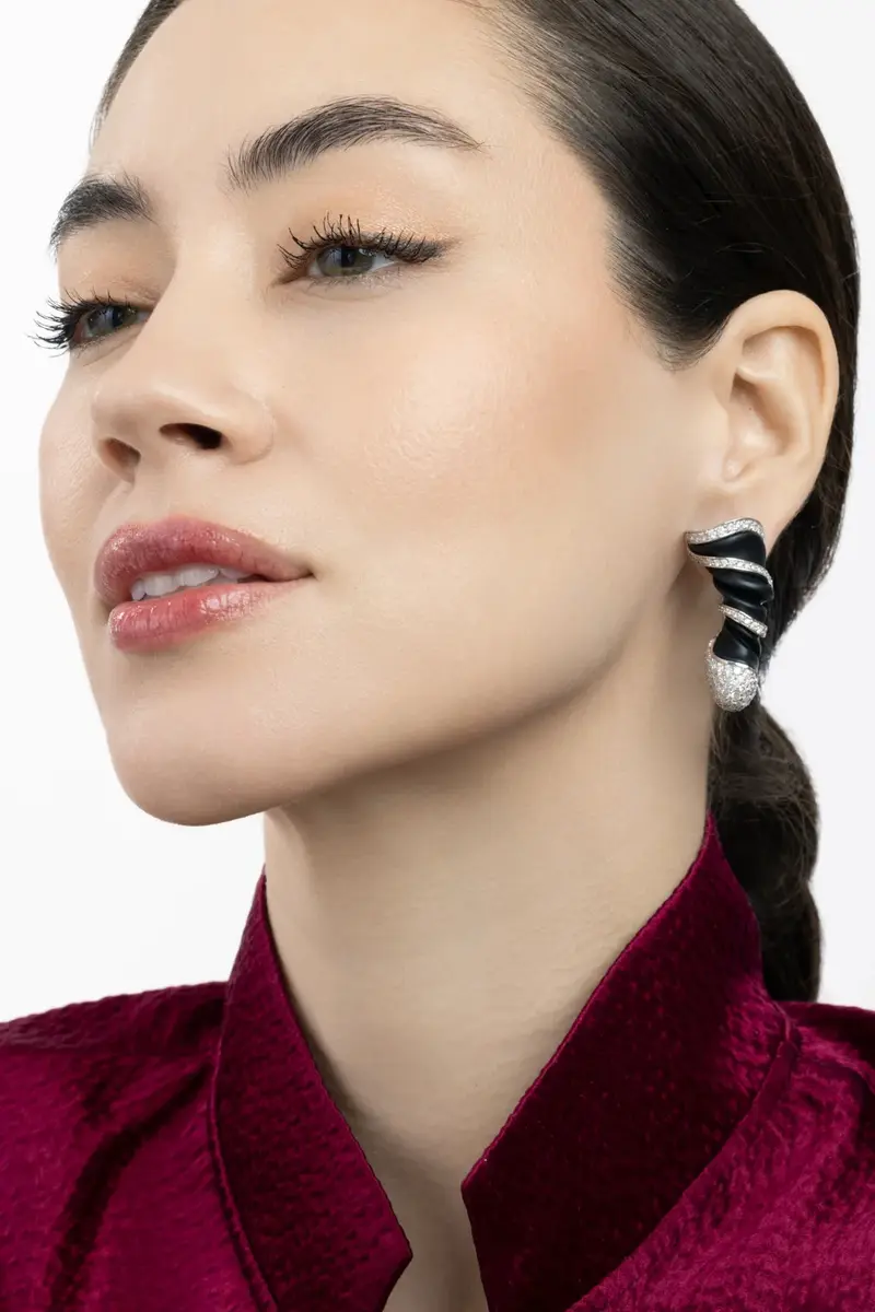 DENISE CASSOU Black Agate Diamond Frost Earrings | Thumbnail 4 DENISE CASSOU Black Agate Diamond Frost Earrings | Thumbnail 4