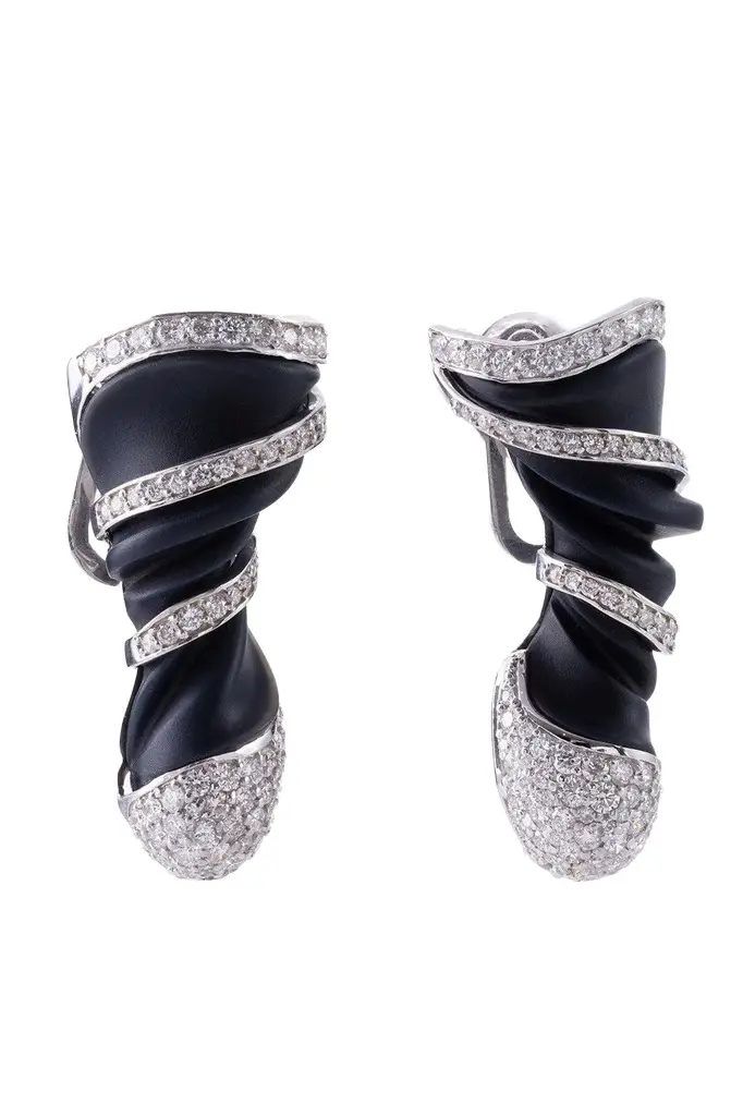 Black Agate Diamond Frost Earrings Black Agate Diamond Frost Earrings